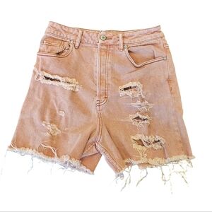 Free People Distressed Ripped Cutoff High Rise Denim Short